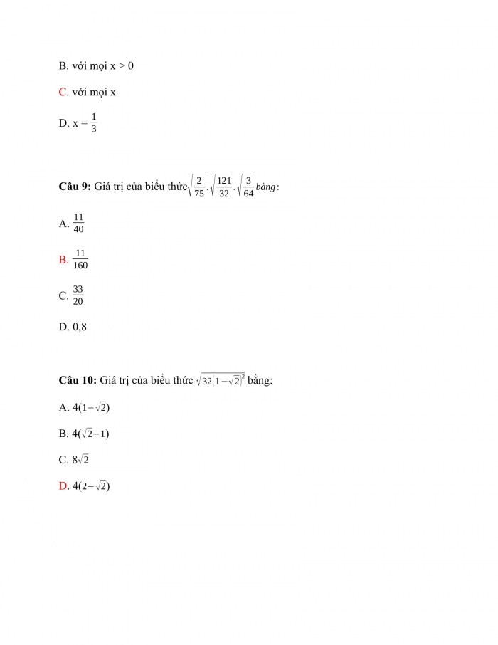 Trắc nghiệm Toán 9 Chương 1 Bài 2: Căn thức bậc hai và hằng đẳng thức √(A^2 )=|A|