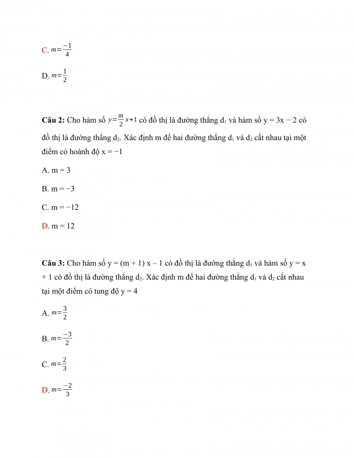 Trắc nghiệm Toán 9 Chương 2 Bài 3: Đồ thị của hàm số y = ax + b (a ≠ 0)