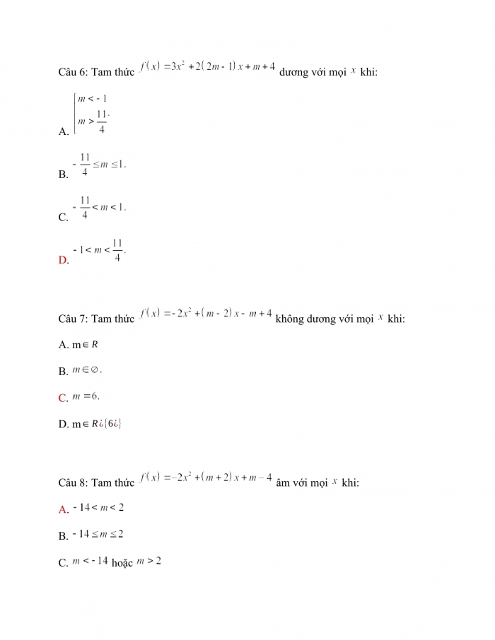 Trắc nghiệm toán 10 cánh diều Chương 3 Bài 4: Bất phương trình bậc hai một ẩn