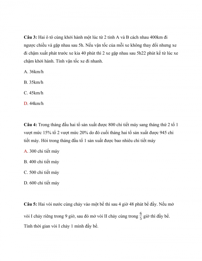 Trắc nghiệm Toán 9 Chương 3 Bài 6: Giải bài toán bằng cách lập phương trình (tiếp)