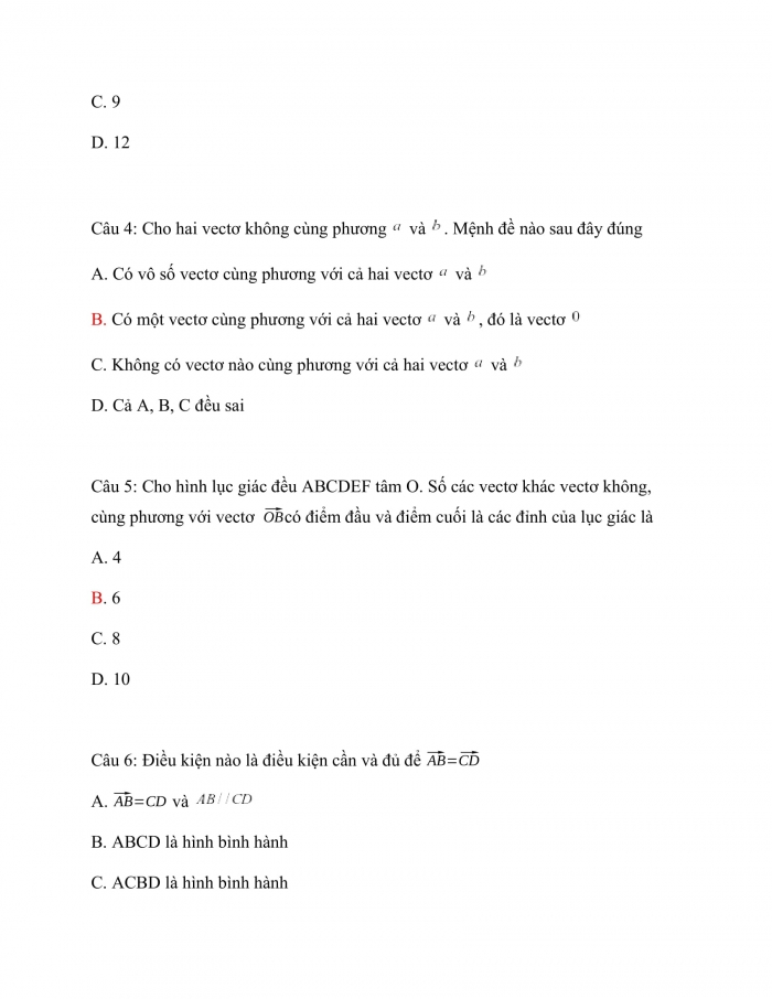 Trắc nghiệm toán 10 cánh diều Chương 4 Bài 3:Khái niệm vectơ
