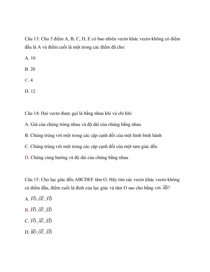 Trắc nghiệm toán 10 cánh diều Chương 4 Bài 3:Khái niệm vectơ