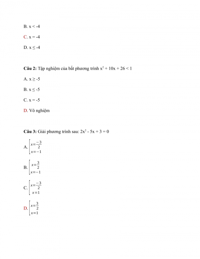 Trắc nghiệm Toán 9 Chương 4 Bài 3: Phương trình bậc hai một ẩn