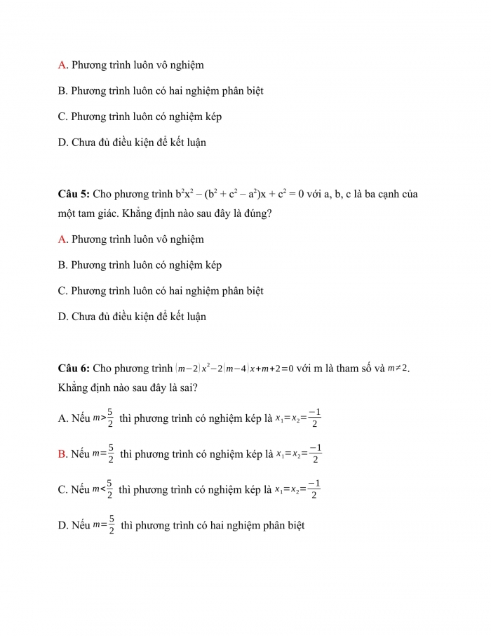 Trắc nghiệm Toán 9 Chương 4 Bài 5: Công thức nghiệm thu gọn
