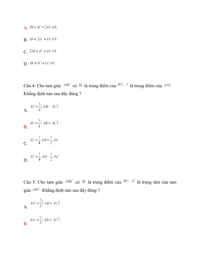 Trắc nghiệm toán 10 cánh diều Chương 4 Bài 5: Tích của một số với một vecto