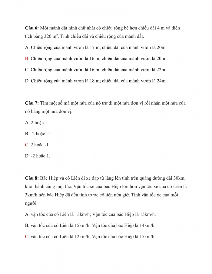 Trắc nghiệm Toán 9 Chương 4 Bài 8: Giải bài toán bằng cách lập phương trình