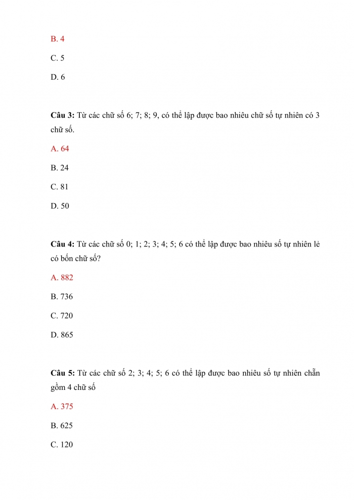 Trắc nghiệm toán 10 cánh diều Chương 5 Bài 1: quy tắc cộng. Quy tắc nhân. Sơ đồ hình cây
