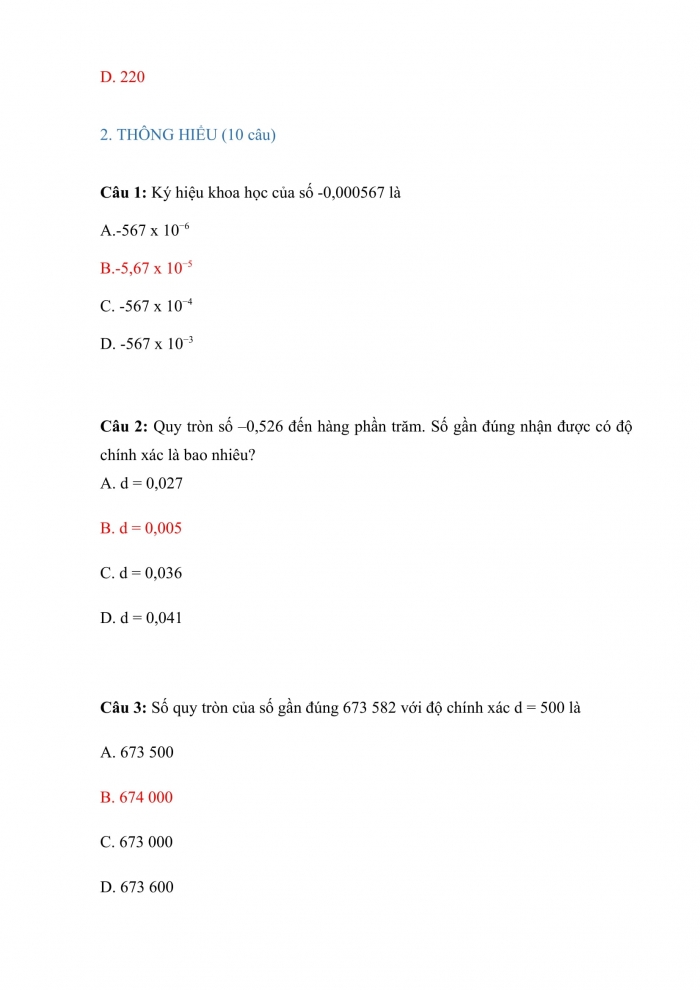 Trắc nghiệm toán 10 cánh diều Chương 6 Bài 1: số gần đúng. Sai số