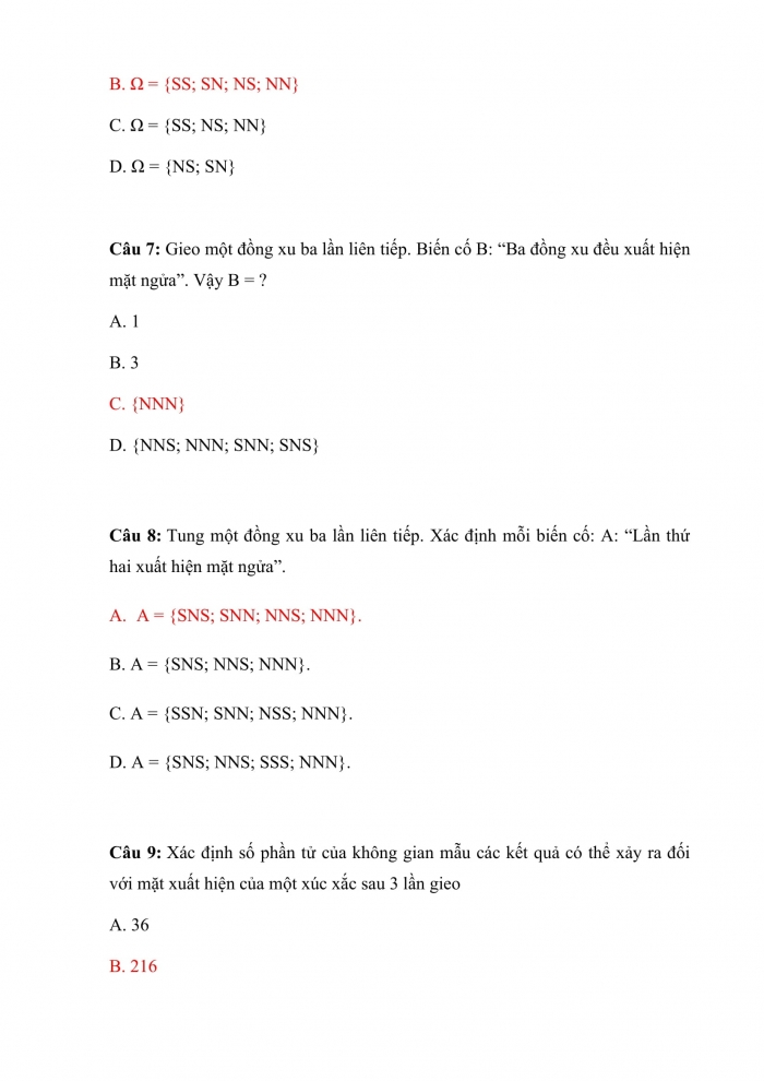 Trắc nghiệm toán 10 cánh diều Chương 6 Bài 4: xác suất của biến cố trong một số trò chơi đơn giản