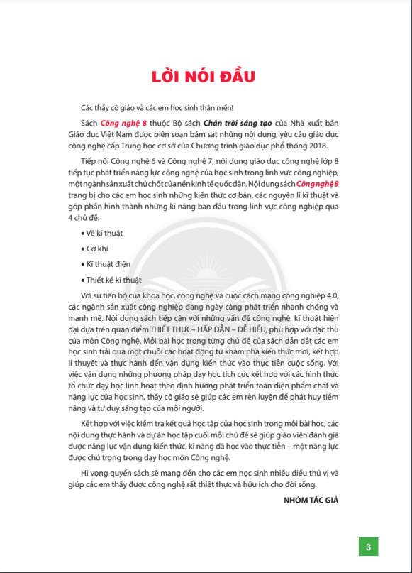 Tải PDF shs Công nghệ 8 Chân trời sáng tạo