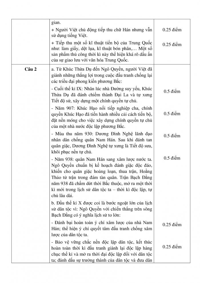 Đề kiểm tra cuối kì 2 lịch sử 6 chân trời sáng tạo