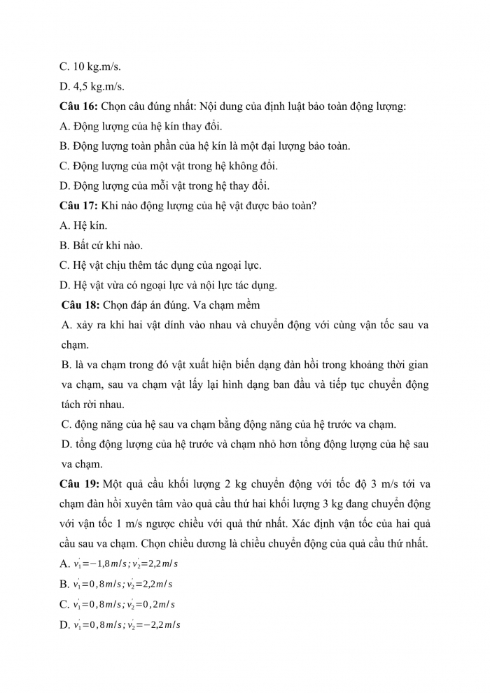 Đề thi cuối kì 2 vật lí 10 chân trời sáng tạo (Đề số 6)