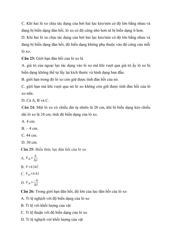 Đề thi cuối kì 2 vật lí 10 chân trời sáng tạo (Đề số 8)