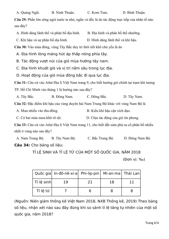 Đề thi thử địa lí tốt nghiệp THPTQG 2023 THPT Bỉm Sơn Thanh Hóa