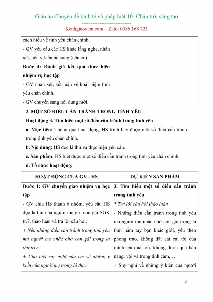 Giáo án chuyên đề giáo dục kinh tế và pháp luật 10 chân trời sáng tạo