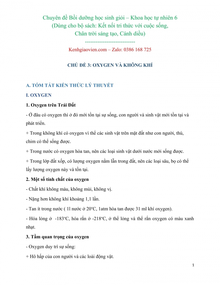 Giáo án bồi dưỡng học sinh giỏi KHTN 6