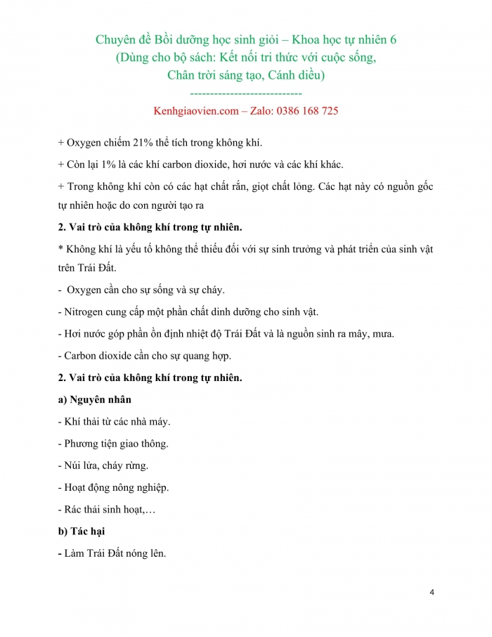Giáo án bồi dưỡng học sinh giỏi KHTN 6