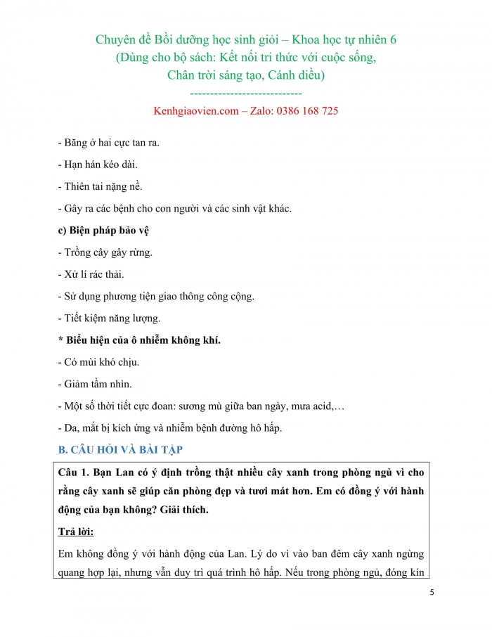 Giáo án bồi dưỡng học sinh giỏi KHTN 6