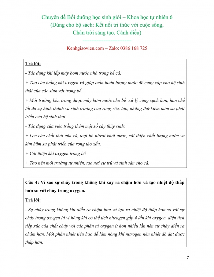 Giáo án bồi dưỡng học sinh giỏi KHTN 6