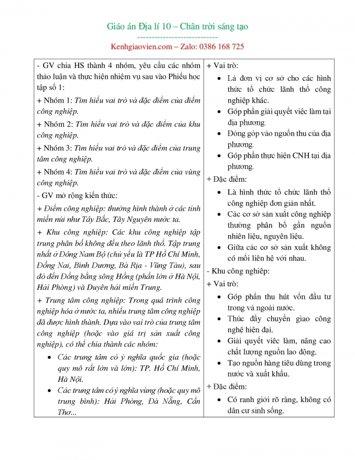 Giáo án địa lí 10 chân trời sáng tạo (bản word)