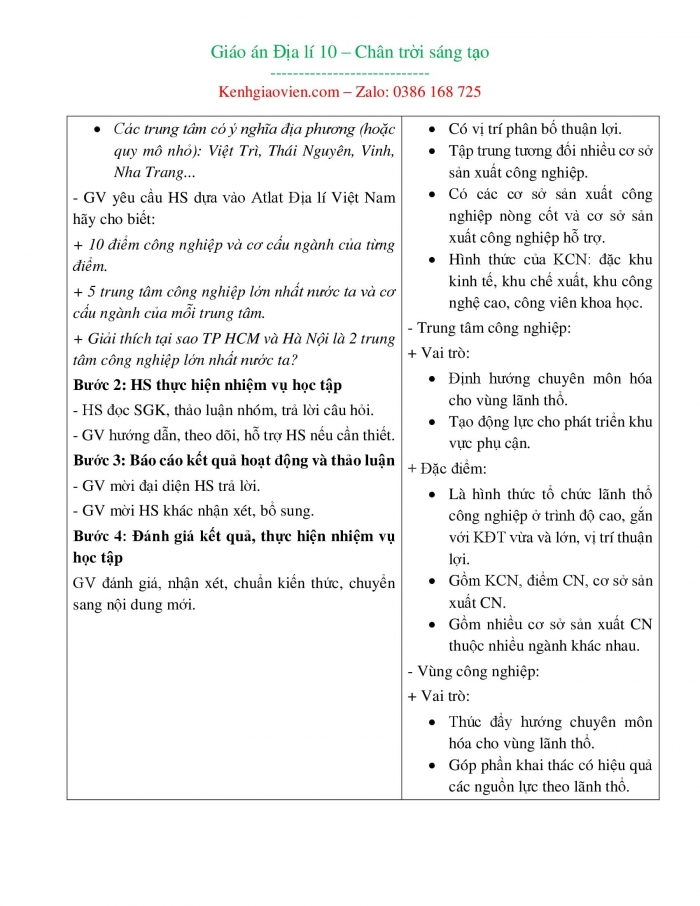 Giáo án địa lí 10 chân trời sáng tạo (bản word)