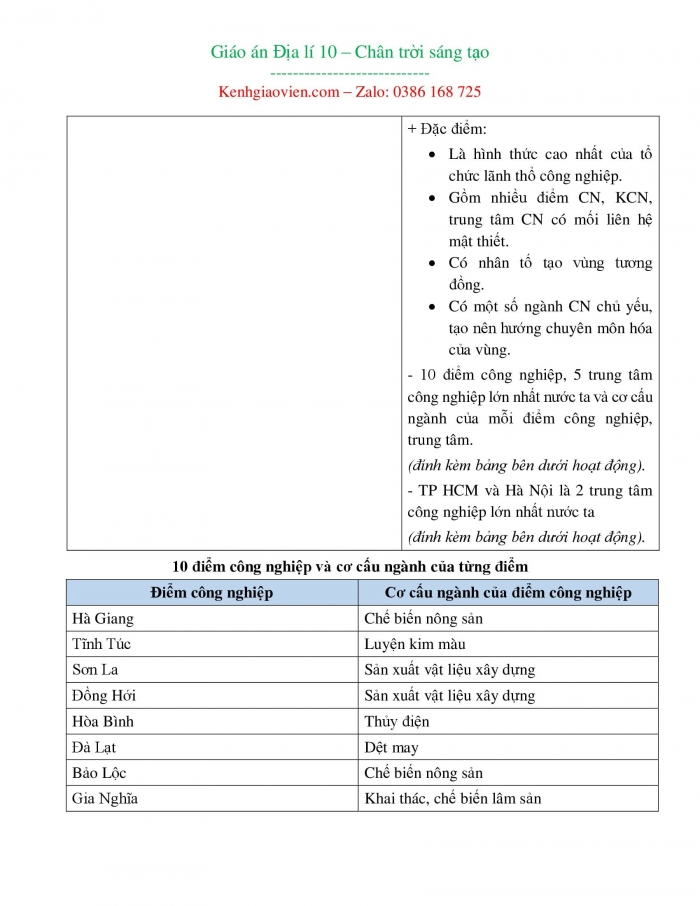 Giáo án địa lí 10 chân trời sáng tạo (bản word)