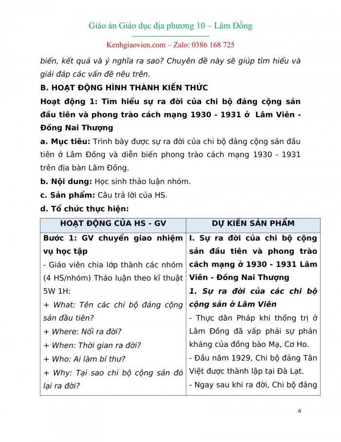 Tài liệu giáo dục địa phương lớp 10 Lâm Đồng