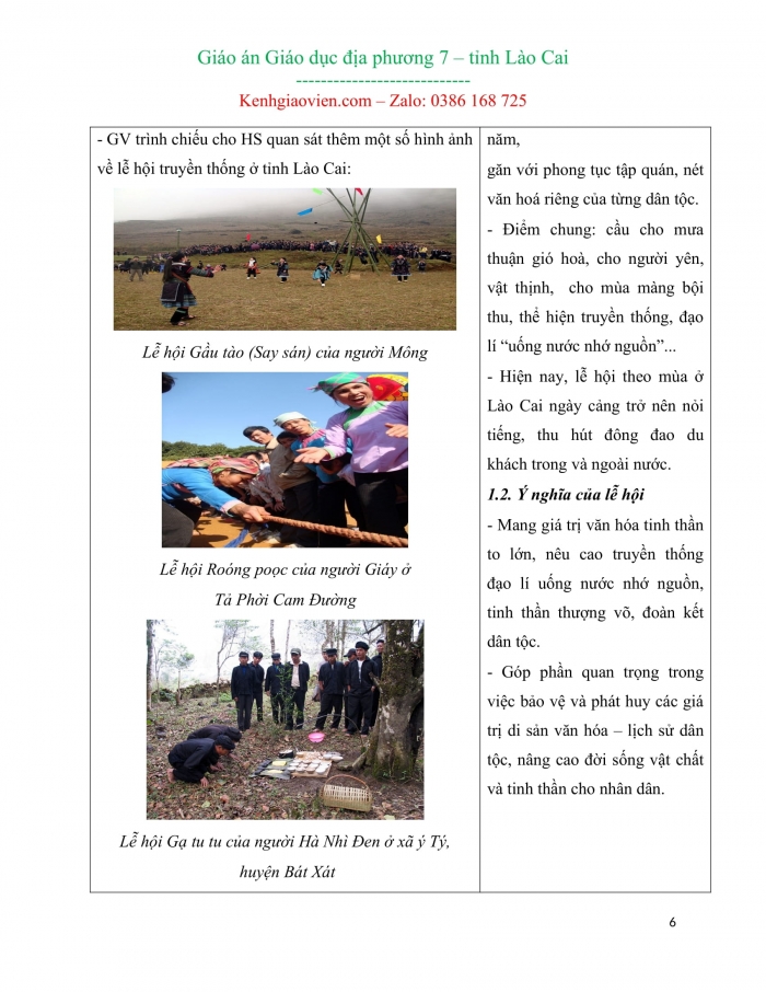 Tài liệu giáo dục địa phương lớp 7 Lào Cai