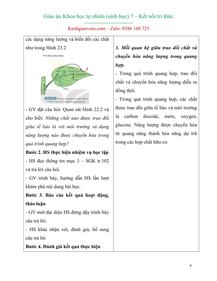 Giáo án khoa học tự nhiên 7 kì 1 kết nối tri thức