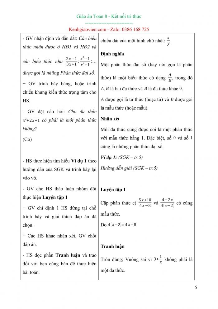 Giáo án kì 2 Toán 8 kết nối tri thức