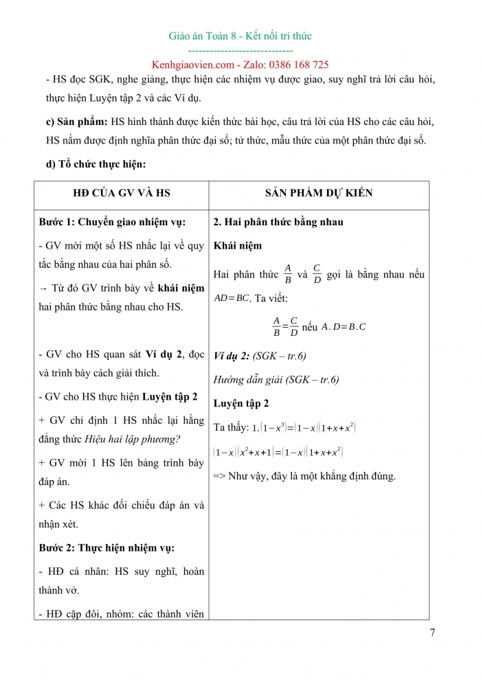 Giáo án kì 2 Toán 8 kết nối tri thức