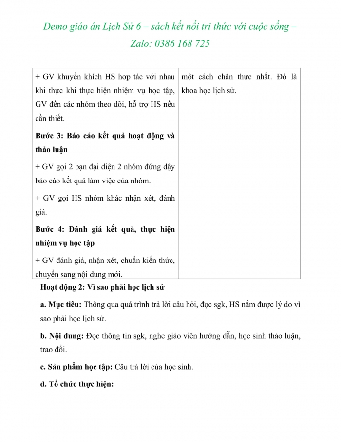 Giáo án lịch sử 6 kì 1 sách kết nối tri thức và cuộc sống