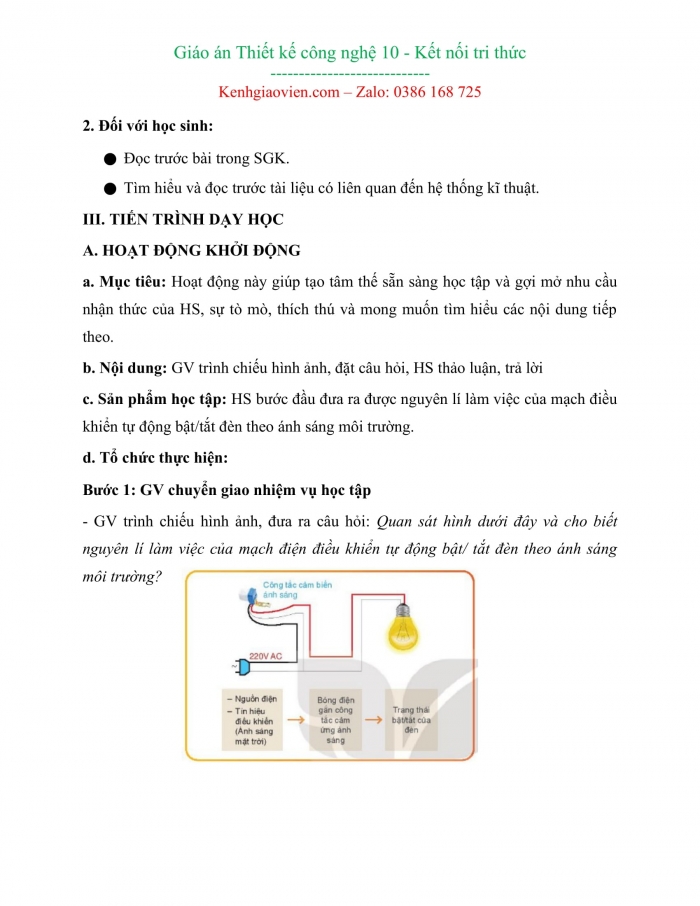 Giáo án công nghệ 10 thiết kế công nghệ kì 1 chân trời sáng tạo