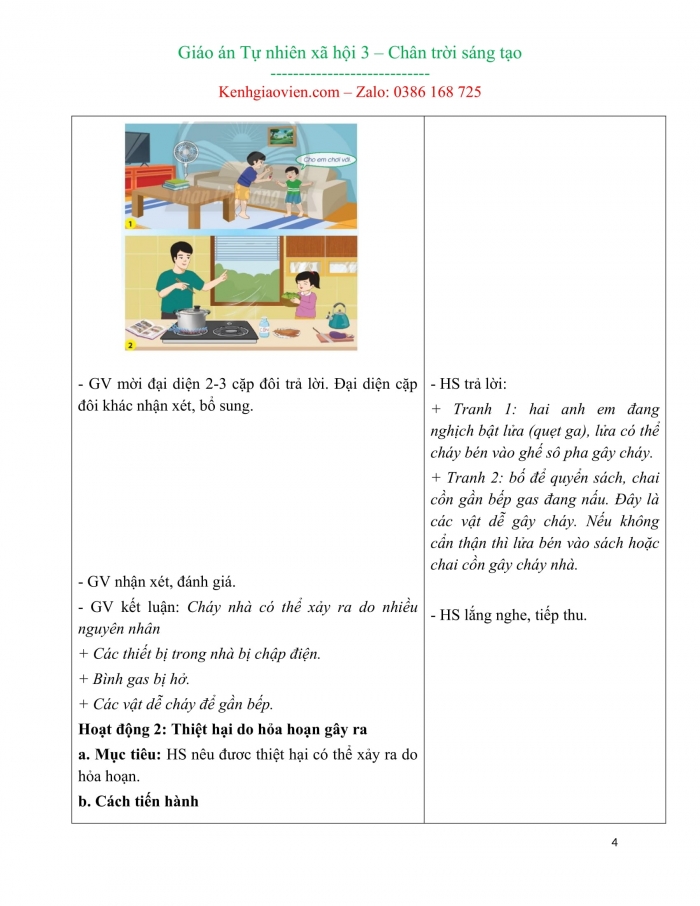 Giáo án tự nhiên và xã hội 3 kì 1 chân trời sáng tạo