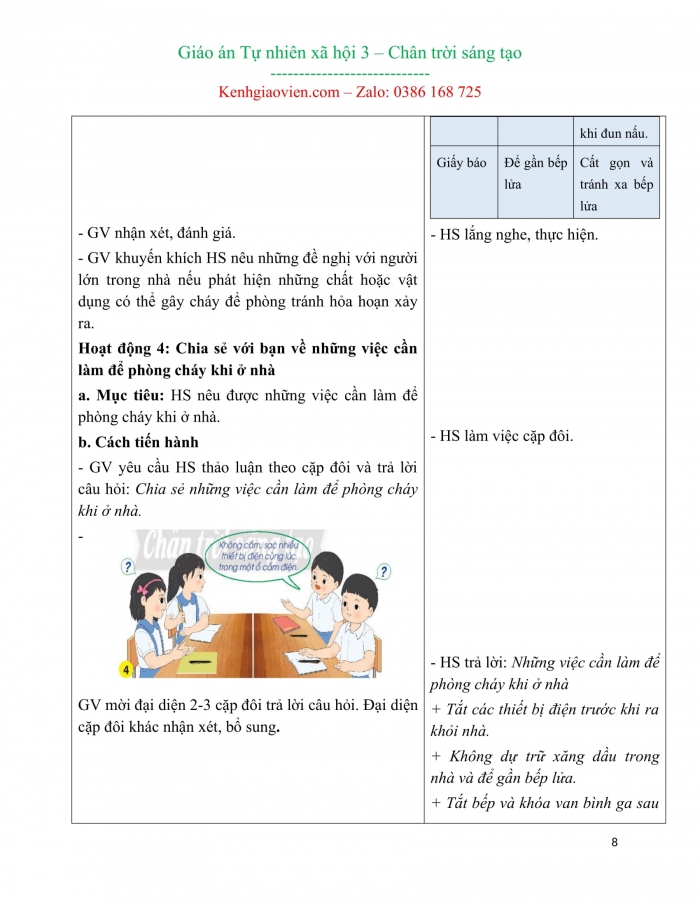 Giáo án tự nhiên và xã hội 3 kì 1 chân trời sáng tạo
