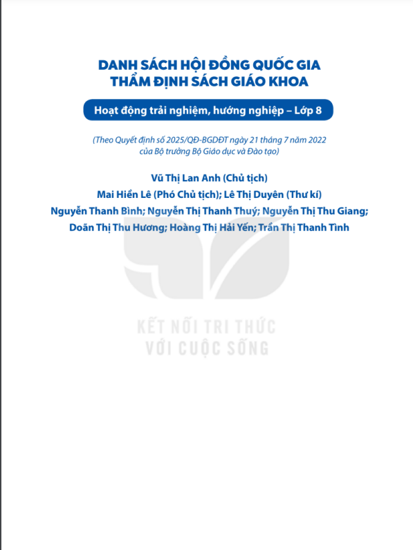 Tải PDF shs Hoạt động trải nghiệm hướng nghiệp 8 Kết nối tri thức
