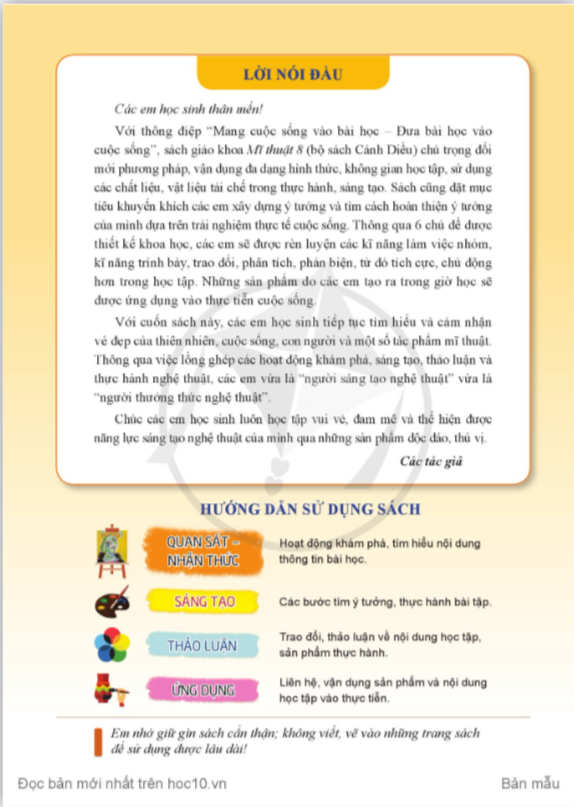 Tải PDF shs Mĩ thuật 8 Cánh diều