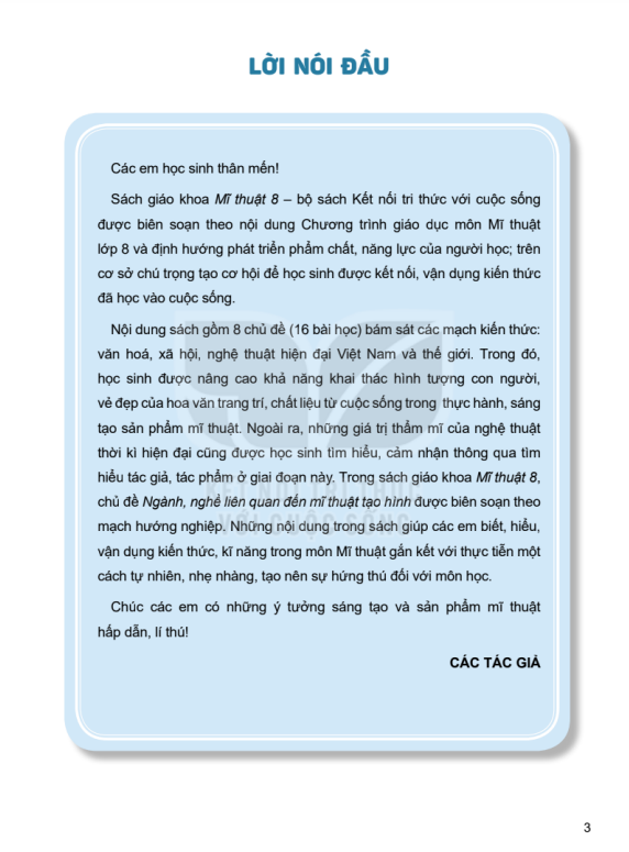 Tải PDF shs Mĩ thuật 8 Kết nối tri thức