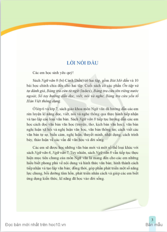 Tải PDF shs Ngữ văn 8 tập 1 Cánh diều