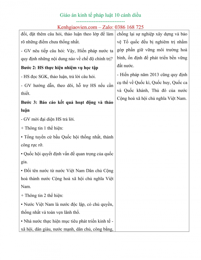 Giáo án kì 2 kinh tế pháp luật 10 cánh diều