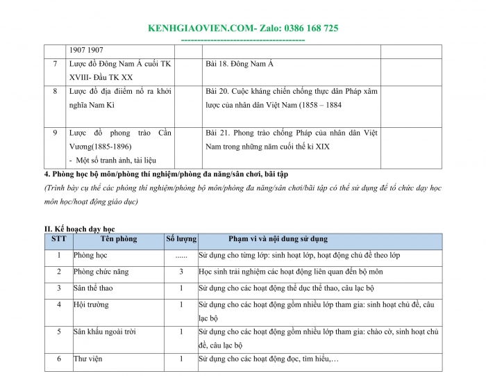 Tải phụ lục 1 Lịch sử 8 chân trời sáng tạo file word