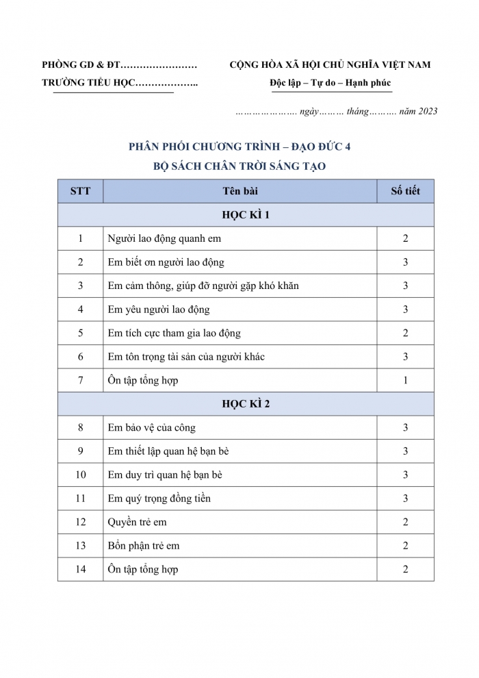 PPCT đạo đức 4 chân trời sáng tạo