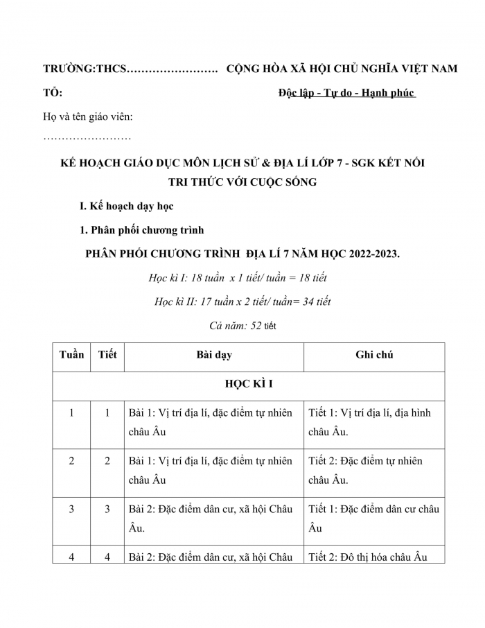 PPCT địa lí 7 kết nối tri thức
