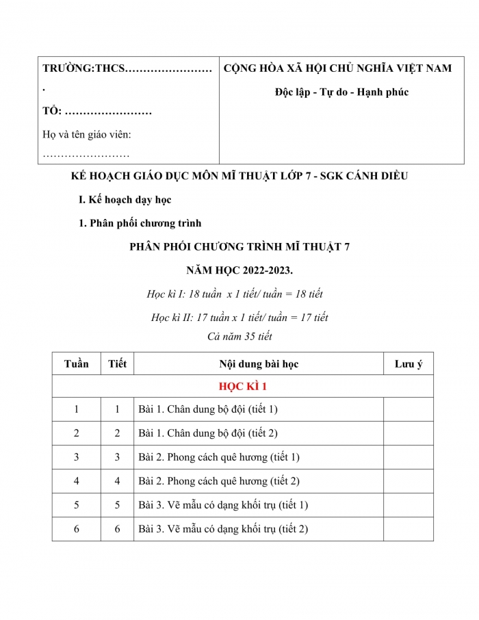 PPCT mĩ thuật 7 cánh diều