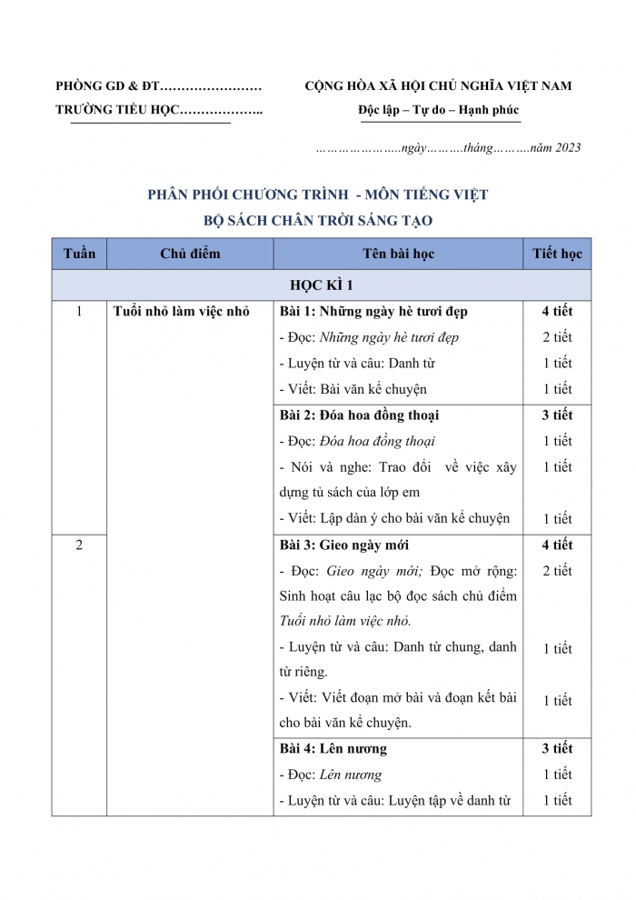 PPCT tiếng việt 4 chân trời sáng tạo