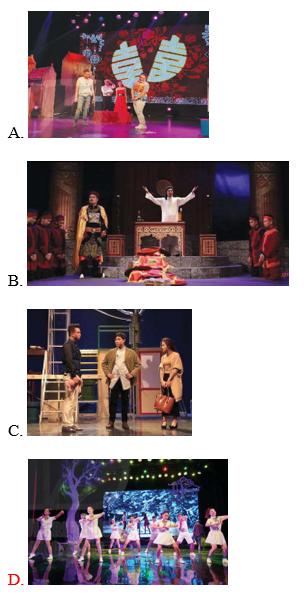 Trắc nghiệm mĩ thuật 10 kết nối tri thức Thiết kế mĩ thuật sân khấu, điện ảnh Bài 2: thiết kế mĩ thuật sân khấu một phân cảnh trong vở kịch