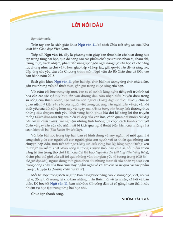 Tải PDF shs Ngữ văn 11 (tập 1) Chân trời sáng tạo