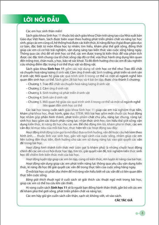 Tải PDF shs Sinh học 11 Chân trời sáng tạo