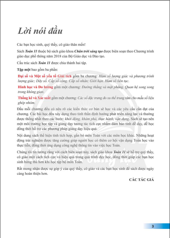 Tải PDF shs Toán 11 (tập 1) Chân trời sáng tạo