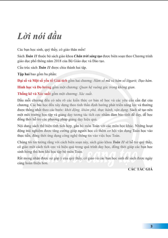 Tải PDF shs Toán 11 (tập 2) Chân trời sáng tạo